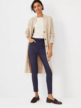 NWT Ann Taylor Womens Size Large Beige Marl Knit Longline Cardigan Sweater NEW